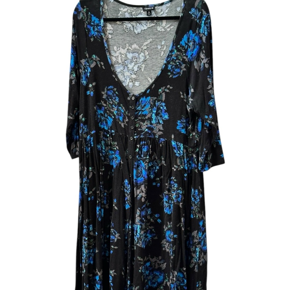 Torrid Black and Blue Floral Mini Dress